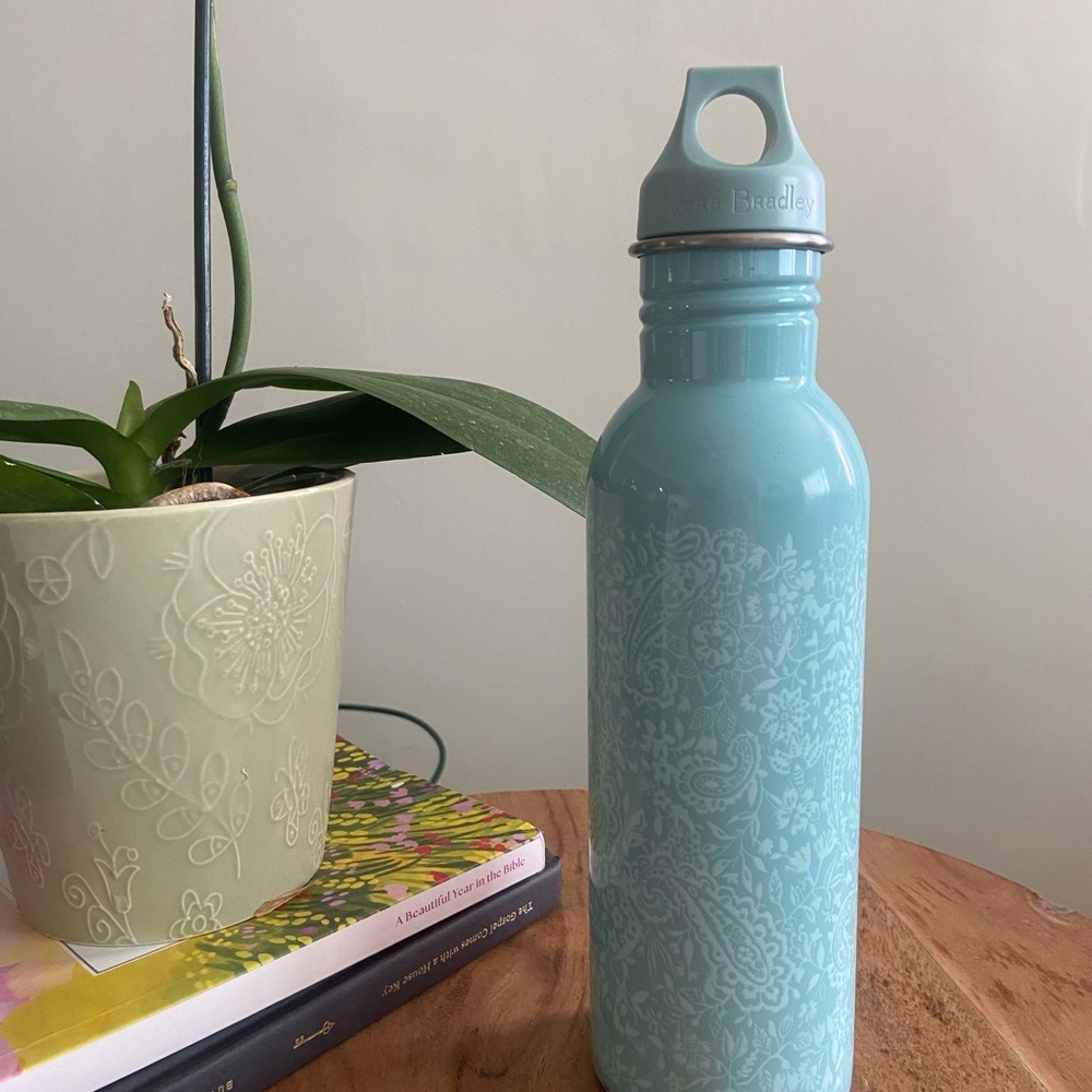 Vera Bradley Stainless Steel Water Bottle in the Eden Paisley Mint